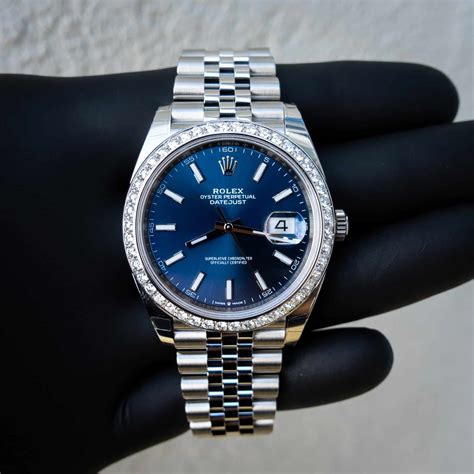 rolex datejust 36 fond bleu|rolex datejust 36 diamond bezel.